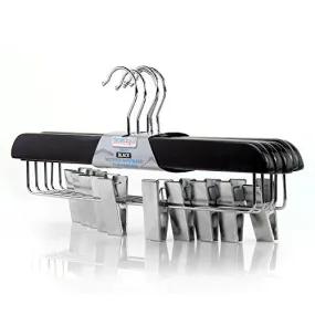 HANGERWORLD 5 Black Wooden 14.2inch Straight Adjustable Clip Coat Clothes Garment Hangers