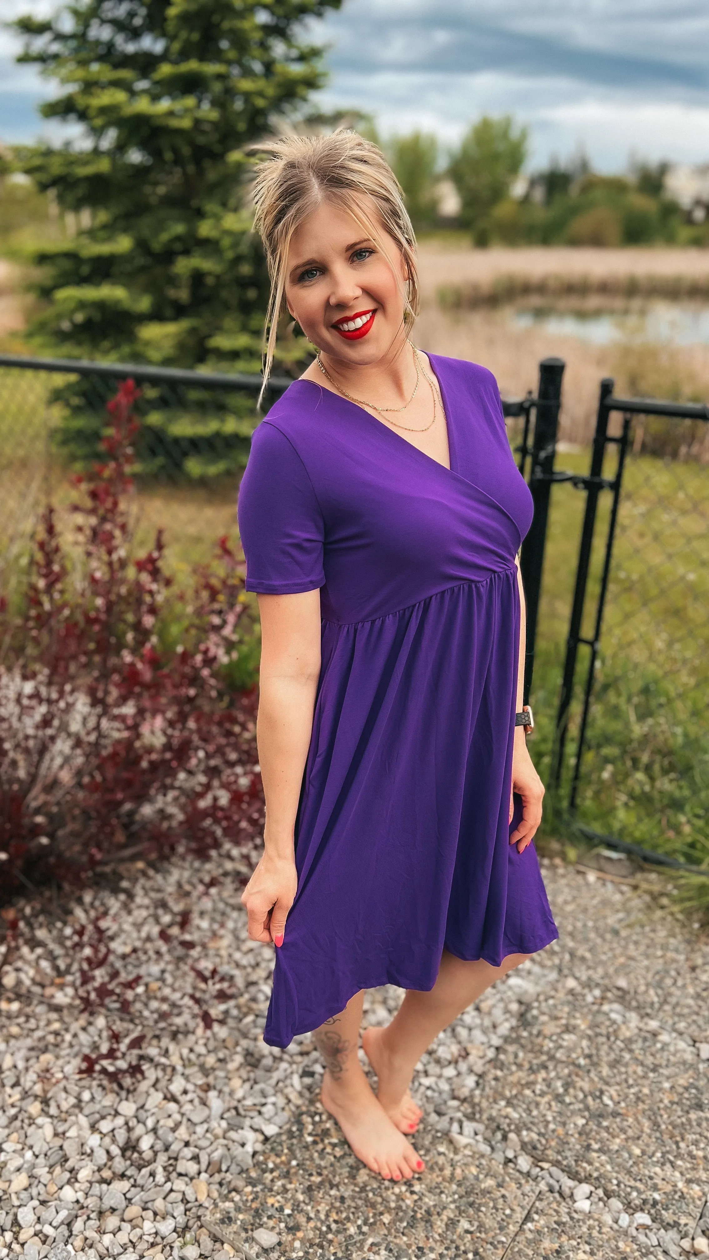 Maddie Wrap Dress: Purple